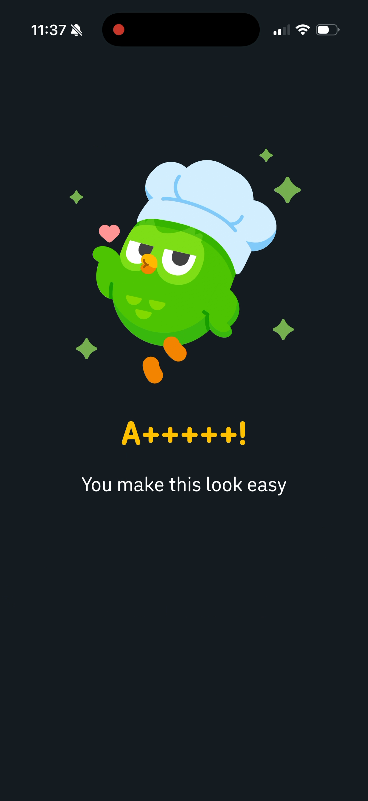Duo in a chef's hat with the grade "A+++++! You make this look easy"